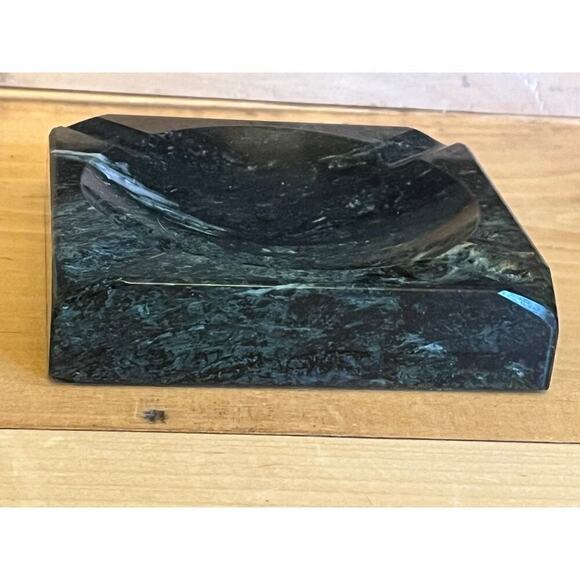 Vintage Green Stone Ashtray. Marbled. Square. Bar Decor. Man cave - Picture 2 of 10